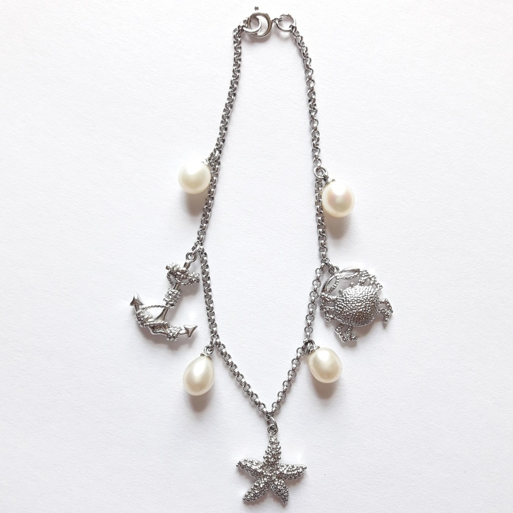Silver & Pearl Charm Bracelet